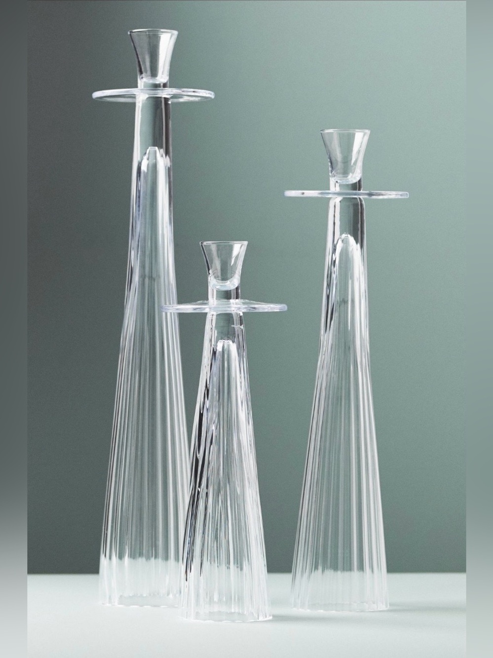 ▪️NWT Anthropologie Large Decorator Ribbed Glass Candle Holder